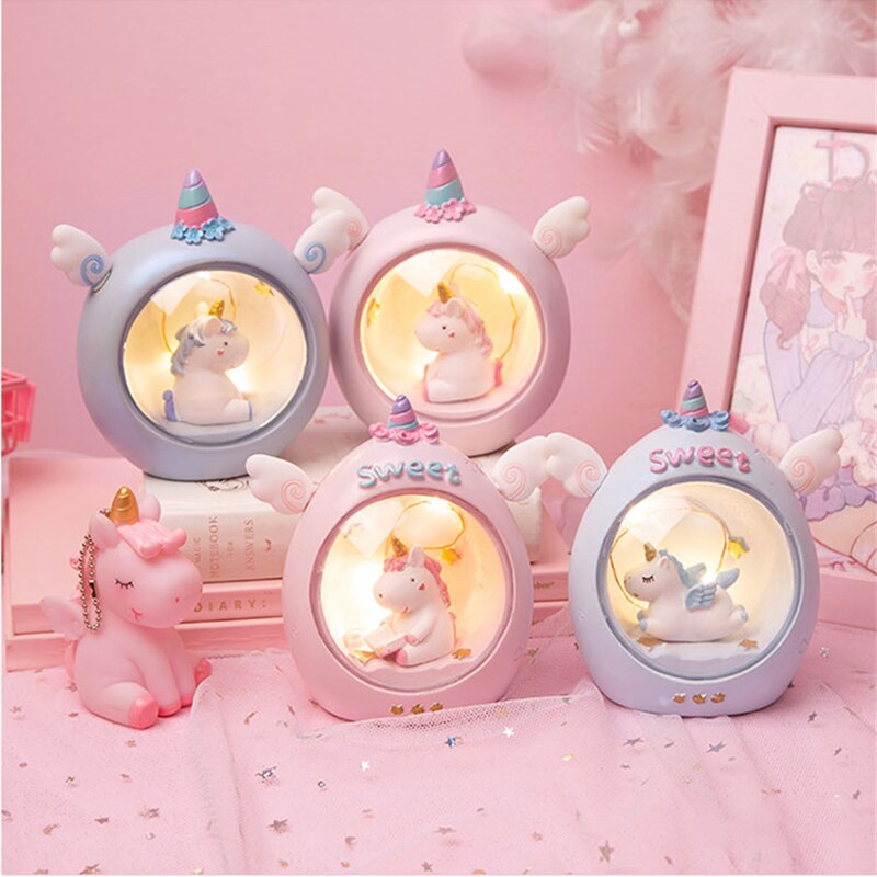 Unicorn baby sleep night light cute star Lamp girl heart bedroom romantic table lamp home decor luminous toys