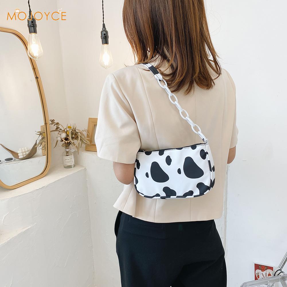 Frauen lässig Nylon Handtaschen Geldbörse Damen Kuh Milch Reißverschluss Totes Schulter Taschen Jugend Damen Einfache Vielseitige Tasche
