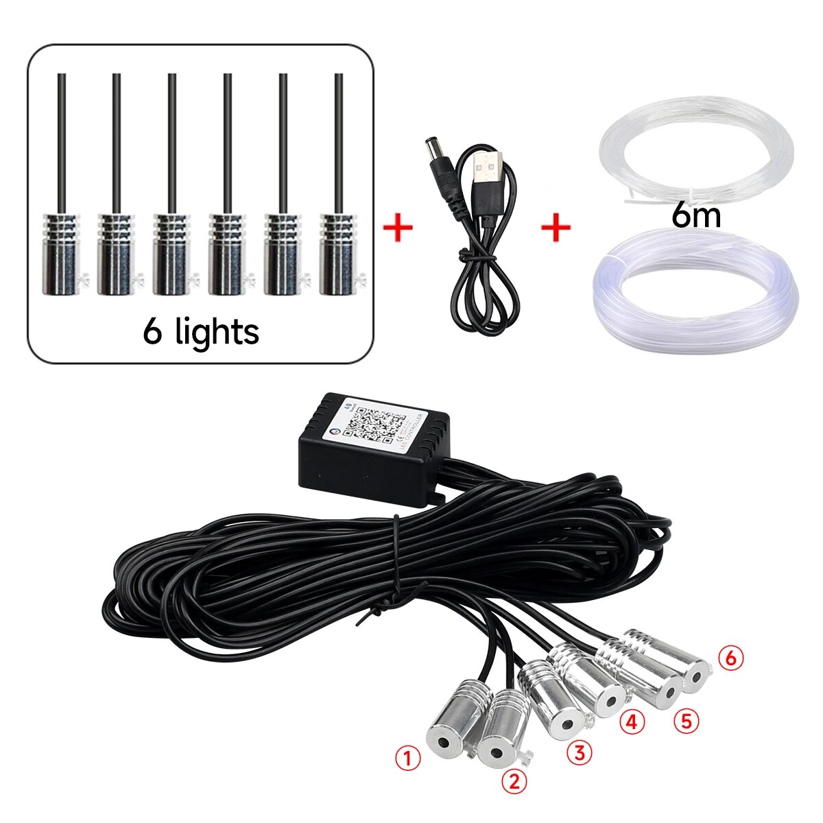 Auto Innenraum Neon rgb LED-Umgebungs licht Glasfaser-Kit mit App-Sound-Steuerung mehrere Modi Auto-Atmosphäre dekorative Lampe