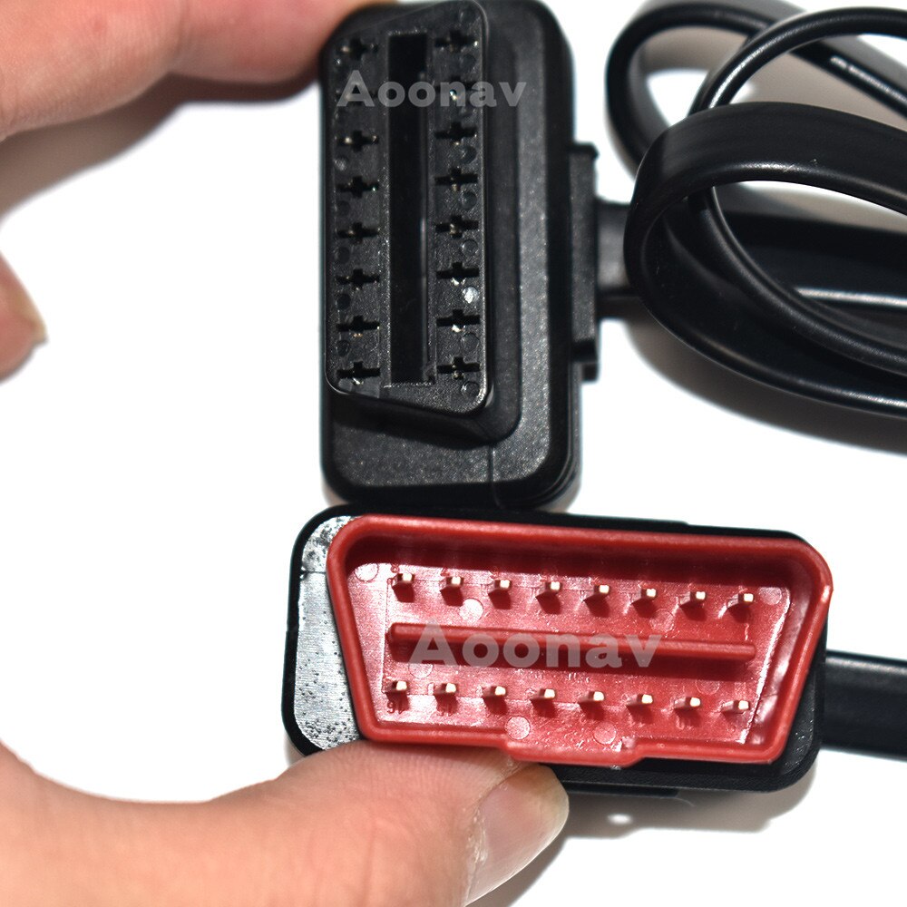 Auto Obd Verlengkabel Een Tot Twee Elleboog Platte Kabel OBD2 Verlengkabel Distributeur Elleboog 16Pin Man-vrouw Obdii connector