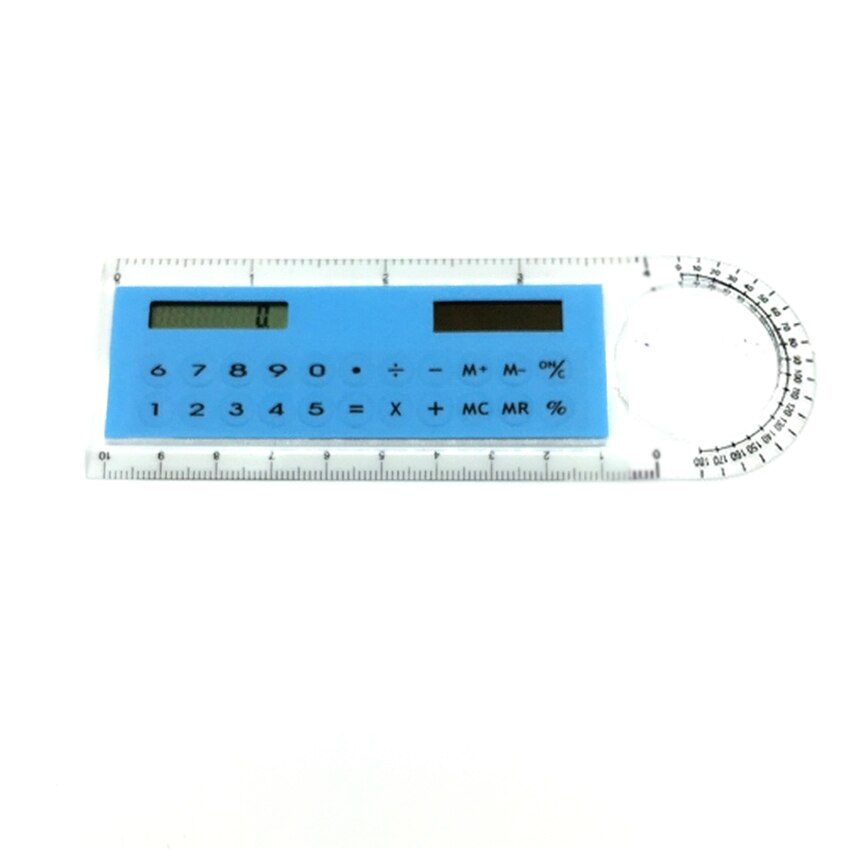 Draagbare Mini Solarcalculator 10 cm Ultra-dunne Heerser, Tekening Cirkel, Gradenboog Multifunctionele Calculator voor Kinderen, examen Helper