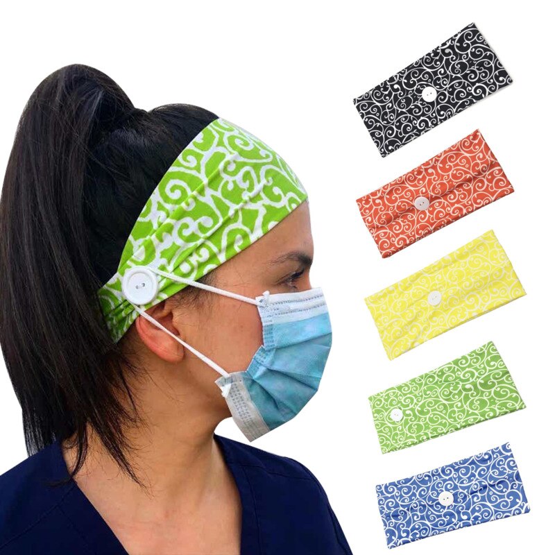 Diademas elásticas con botones para mascarilla, cintas para el pelo para entrenamiento deportivo, de