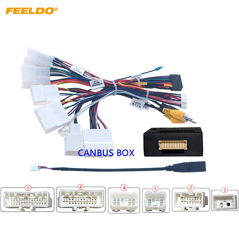 FEELDO Car 16pin Android Wire Harness Power Cable With Canbus For Toyota RAV4(13~15)/C-HR/Highlander/Levin/Corolla/Camry/Reiz: black