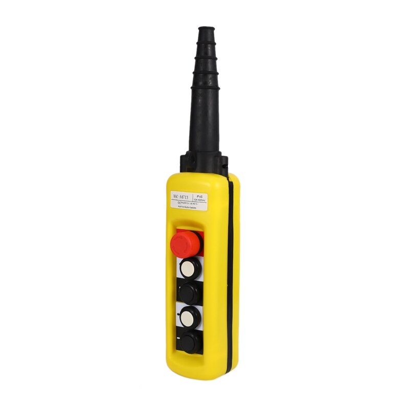 XAC-A4713 Electric Hoist Lifting Button Control Switch, 4 Button Single Speed with Emergency Stop