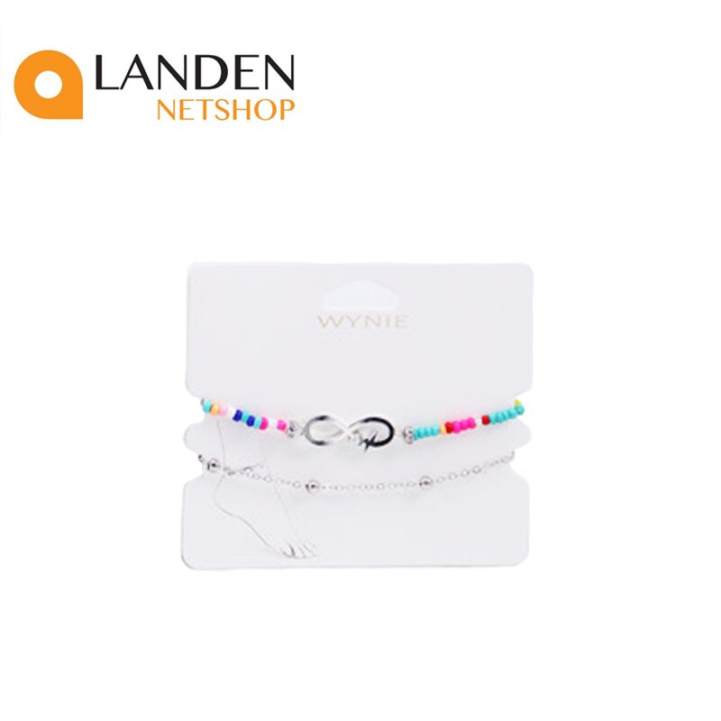 tobilleras boho Vintage para mujer, cadena de oro a la , pulsera de tobillo con cuentas de colores, joyería de pie: Infinito Plateado