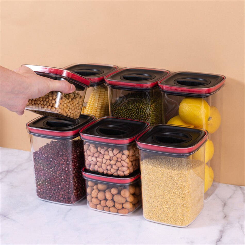 Square Transparent Sealed Fresh-Keeping Box Kitchen Cereals Storage Tank Snacks Dried Fruit Rotatable Storage Tank