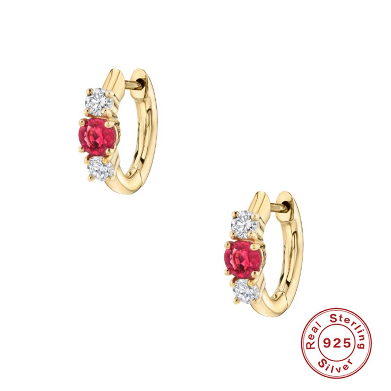 Canner 2 pçs 925 prata esterlina bling cristal 9mm pendientes brincos de argola para mulheres lovers menina brinco redondo jóias de luxo: gold color2