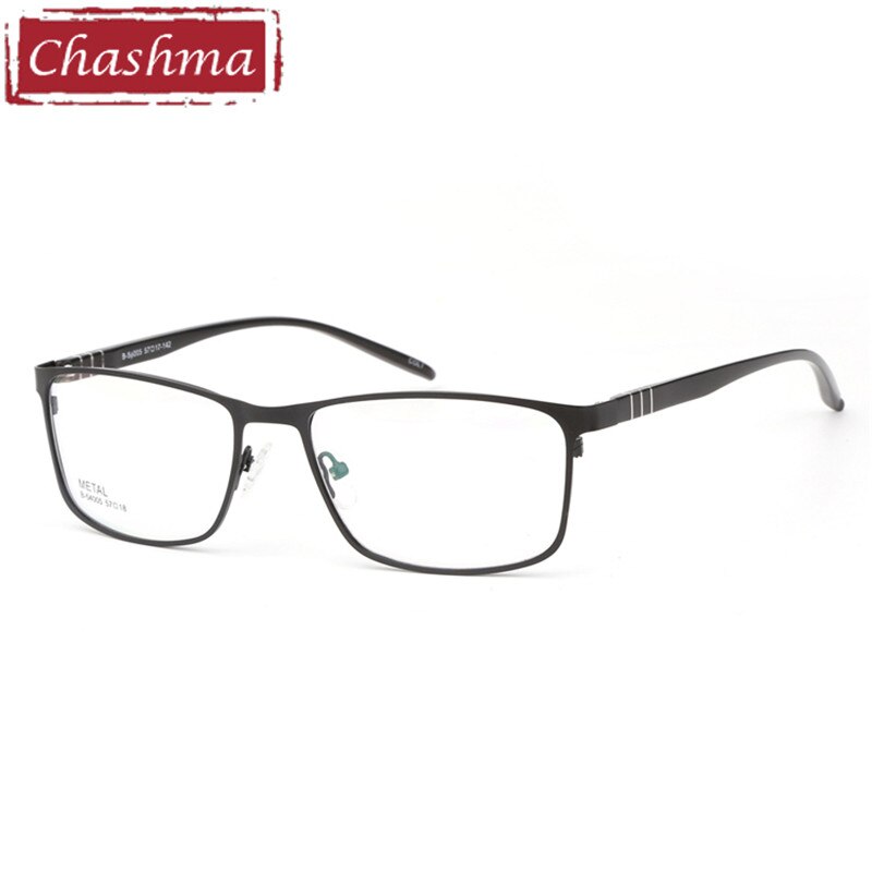 Chashma Brand Large Frame Alloy Eyeglasses Diopter Glasses Frames Men Big Mens Glasses Optical for Wide Face Frame Width 142 mm: Black