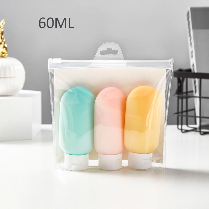 3PCS Lege Extrusie Flessen Container Hervulbare Plastic Siliconen Transparante Mini 60ml Hervulbare Flessen Zalfpotje Shampoo: Default Title