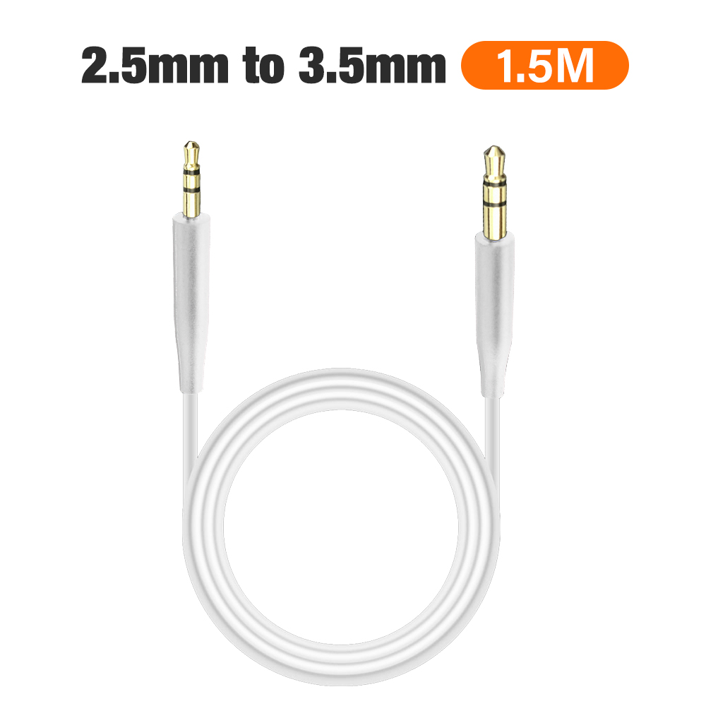 Cable de Audio HIFI Jack de 2,5mm a 3,5mm para Bose QC25 QC35 OE2 OE2I AE2 AE2i AKG JBL Cable de auriculares adaptador TRS enchufe Cable auxiliar 1,5 m: Blanco