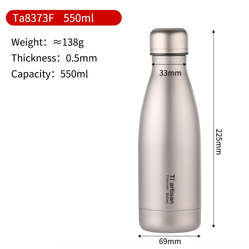 Titanium Licht Wandelen En Kamperen Fles Herbruikbare Lekvrij Ongeïsoleerde Titanium Water Kolf Coke Fles 550Ml Reizen Buiten: Ta8373F