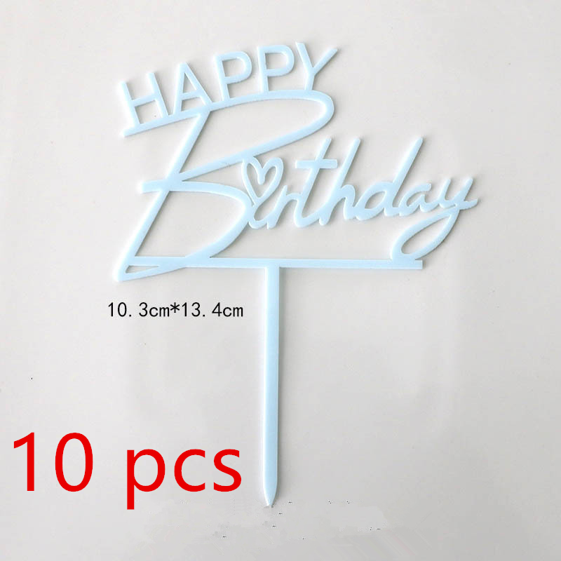 10 Uds. De oro , adorno para tarta de feliz cumpleaños, acrílico dorado y negro, adorno para tarta de de cumpleaños para niños, decoración de postre, para Baby Shower: Verde oliva