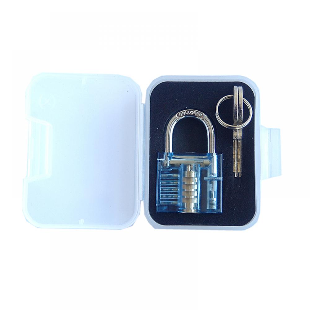 1Pc Clear Crystal Transparent Cutaway Locks Inside View Practice Padlock Visible View Lock Training Skill Locks Keyed Padlock: Blue