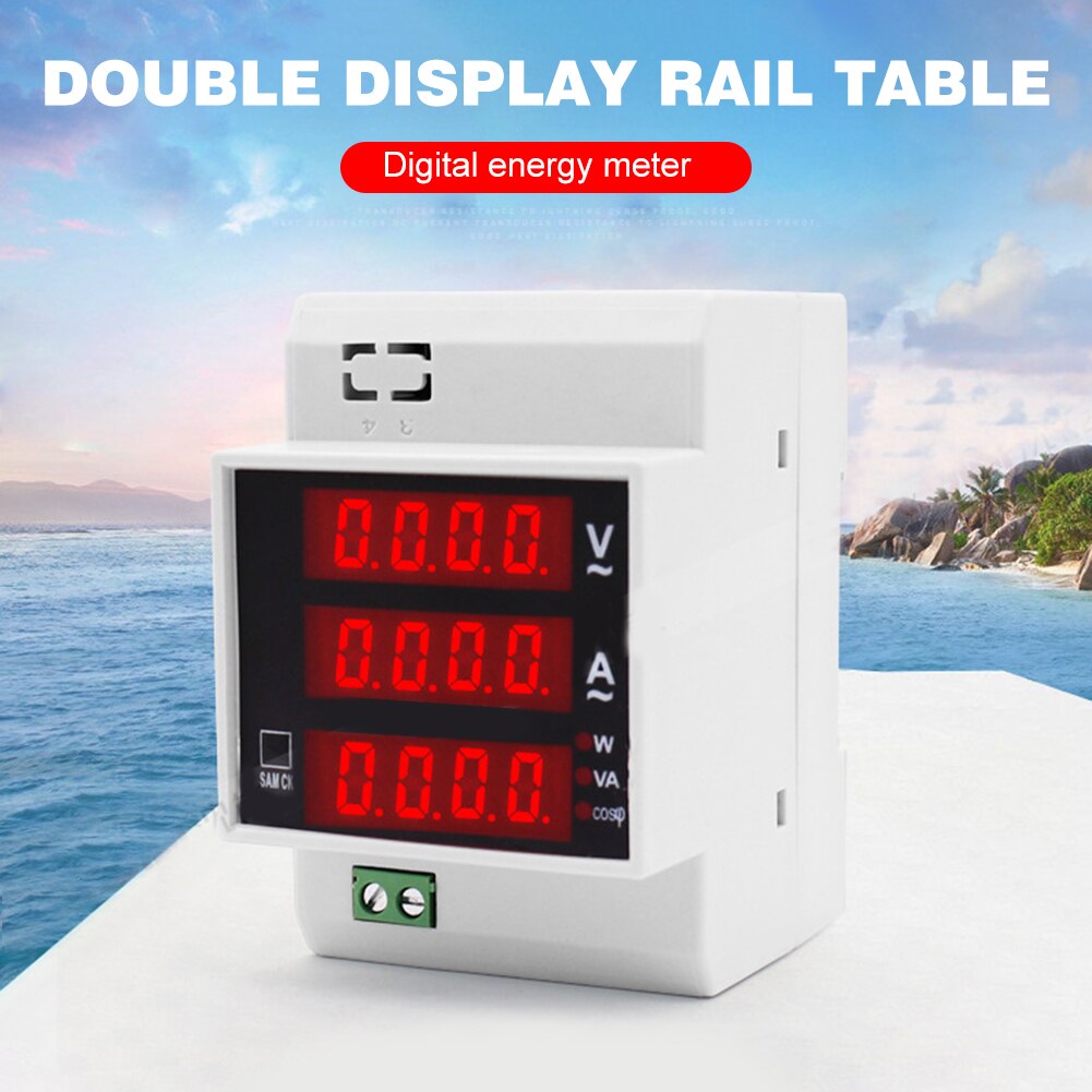 Convenient Digital Din Rail Active Power Factor Tester Multi-functional Practical Electric Energy Ammeter Voltmeter