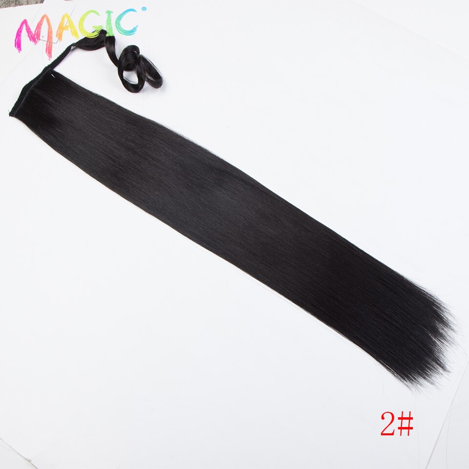 Magic Synthetische Lange Rechte Paardenstaart Haar 32 Inch Wrap Around Clip In Paardenstaart Haar Hittebestendige Staart Synthetische Extensions: 2