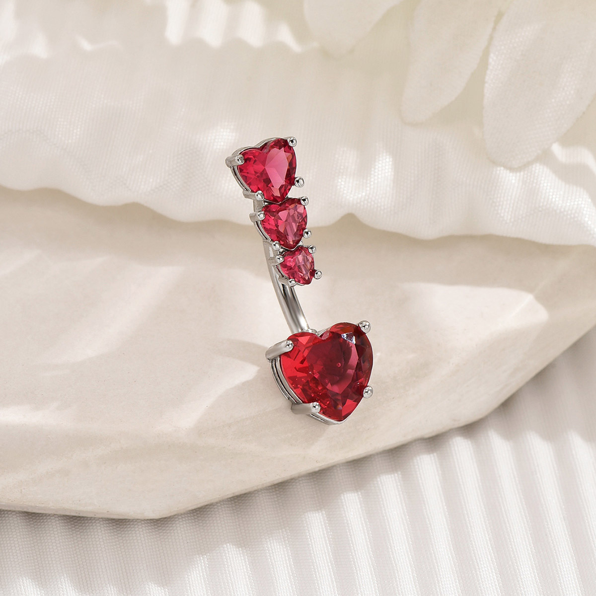 1 pièces coeur rouge nombril anneaux acier vert cristal ventre haltère nombril Piercing papillon pour femmes filles Piercing Ombligo