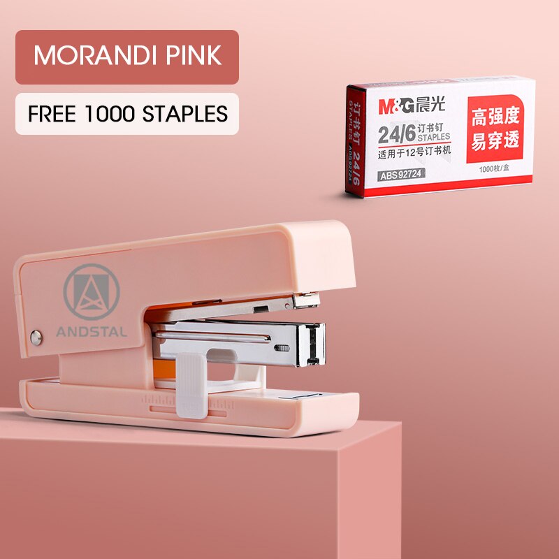 M&amp;G Multi-function Modern Stapler With Staples Room 25 Sheets Effortless Paper Book Binding Stapling Machine Office Supplies: Pink color 1 pc