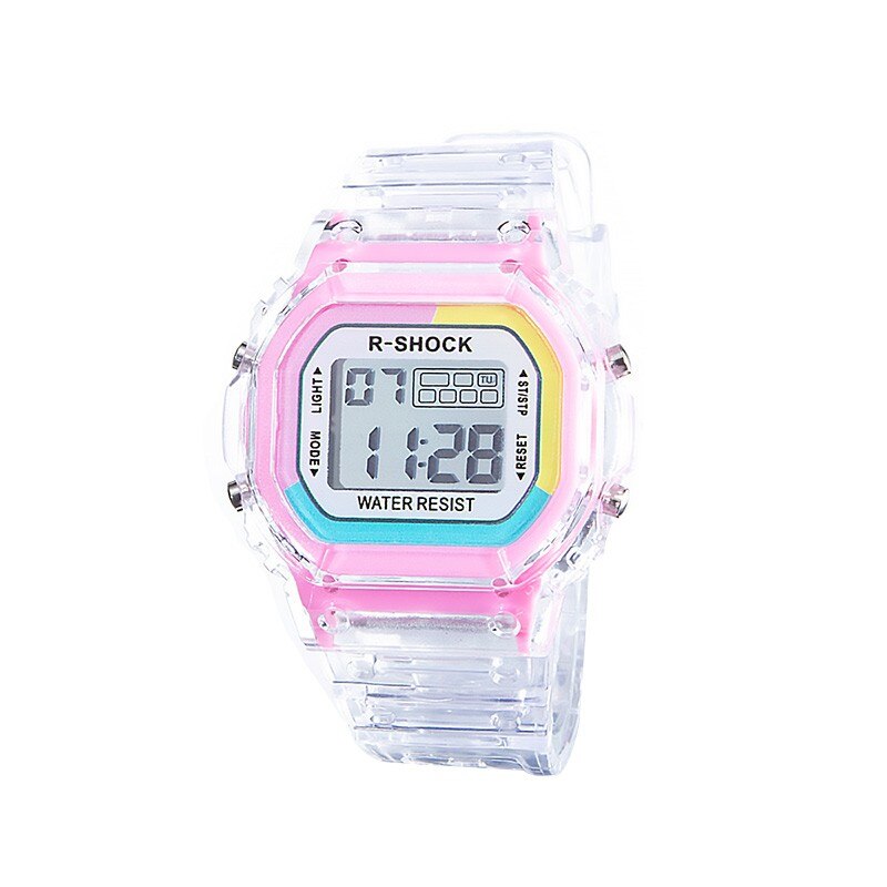 Women Digital Watch Student Sports Watches LED Electronic Wrist Watch Girl Clock Montre Femme: Rose red