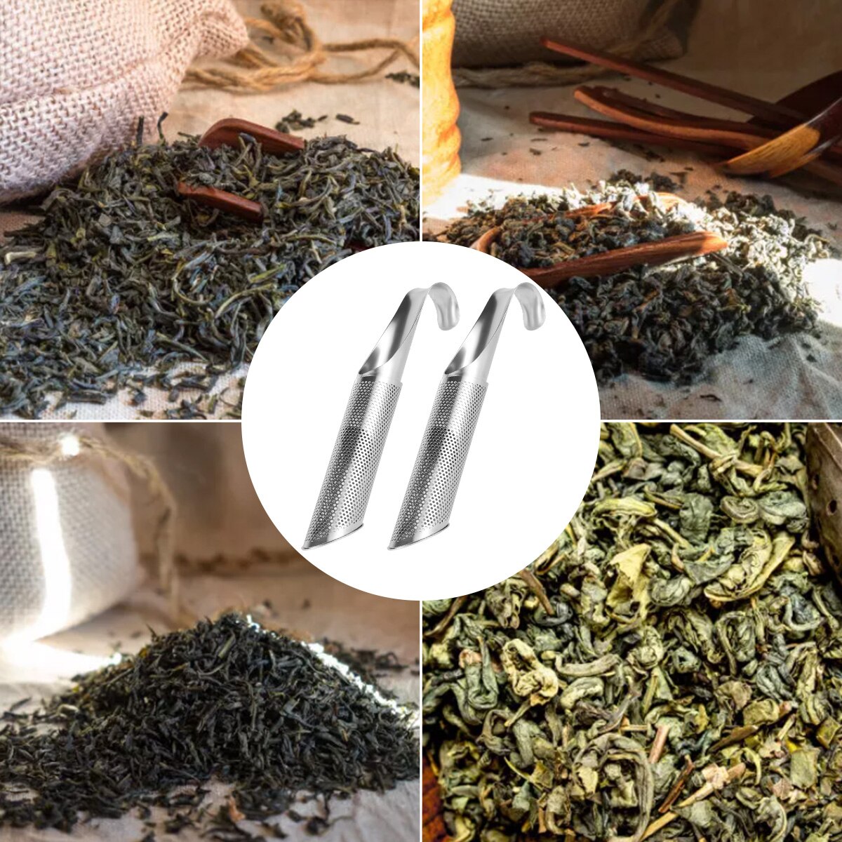 Portable Home Tea Accessories Filter Stainless Steel Tea Maker Piping Tea Spoon Brewer Long Handle Metal Cup