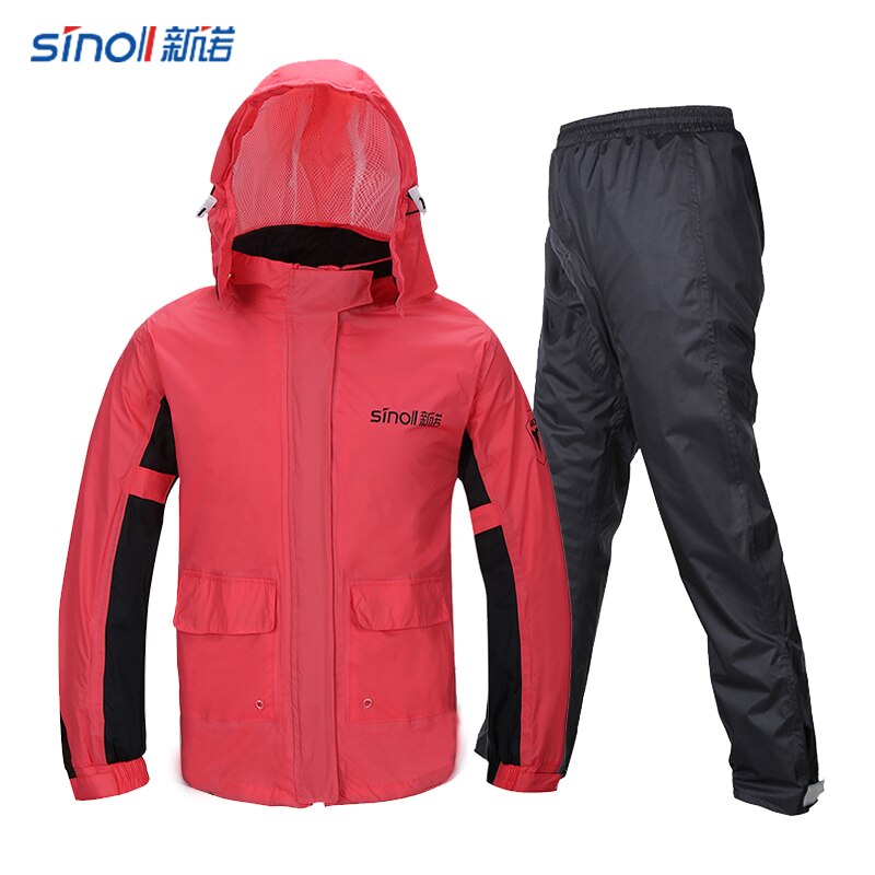 Impermeable Nylon Impermeable mujeres pantalones Set senderismo al aire libre señoras con capucha Impermeable de vinilo rosa Impermeable de Mujer ropa de lluvia JJ60YY
