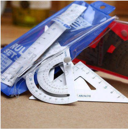 M & G Estudante Põe Os Pés de Metal Governante Triângulo Governante Transferidor Quatro Conjuntos