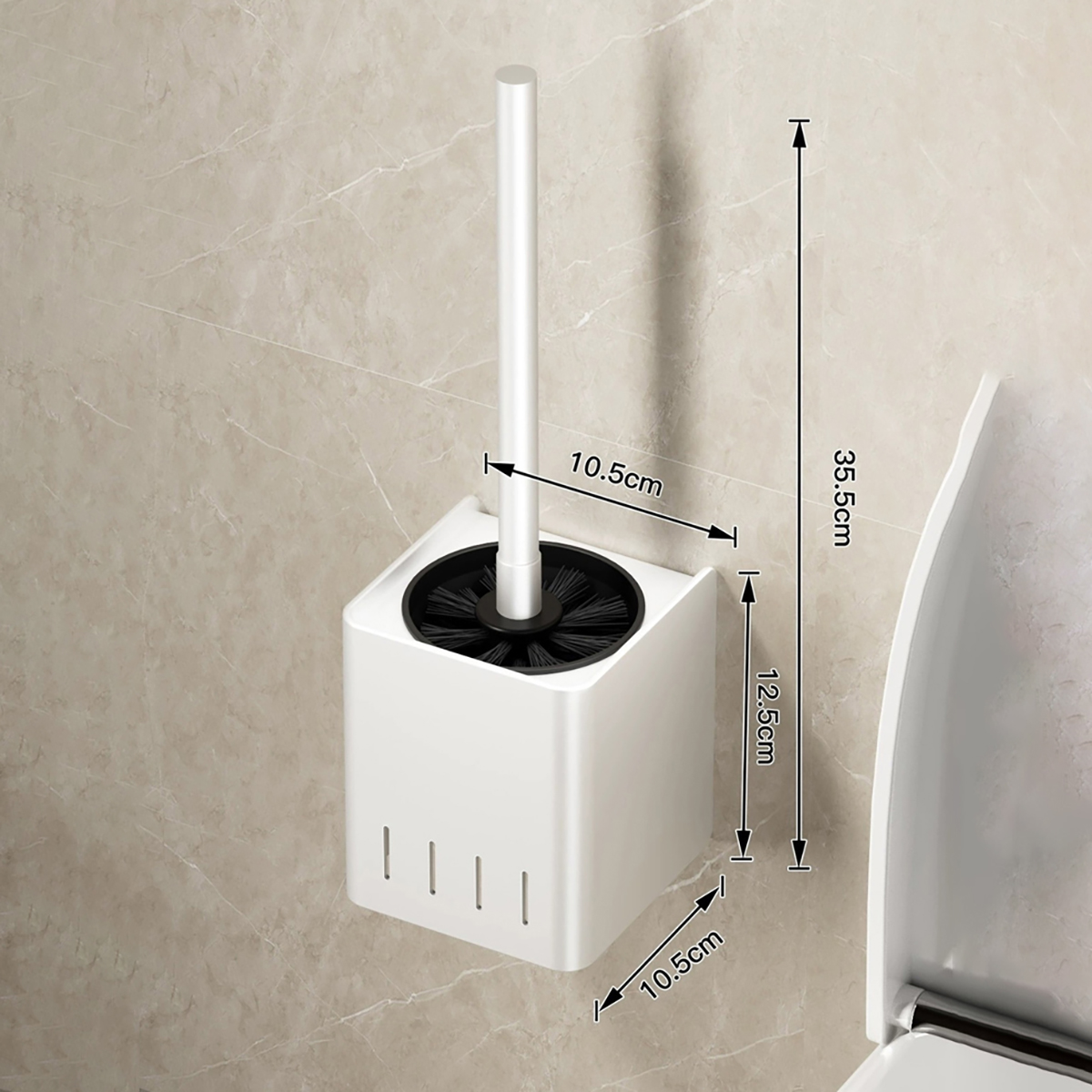 Badkamer Accessoires Toiletborstel houder Wandmontage Badkamer Schoonmaak borstel Aluminium Toiletborstel voor het reinigen van opslag: WHITE