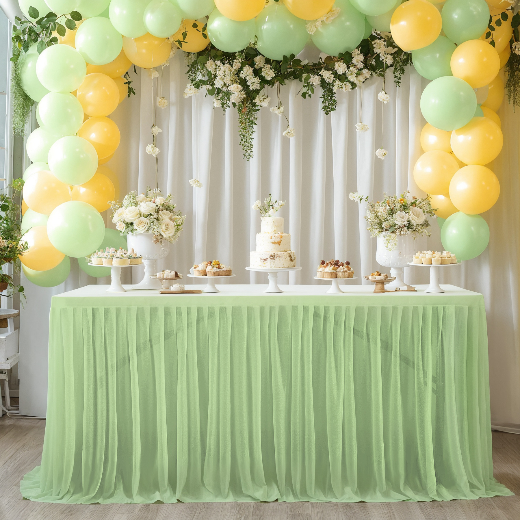 Ivory Tulle Table Skirts for Rectangle Tables 8ft 6ft 4ft for Wedding Party Birthday Baby Shower Cake Event Dessert Tablecloth: 140*140cm / light pink