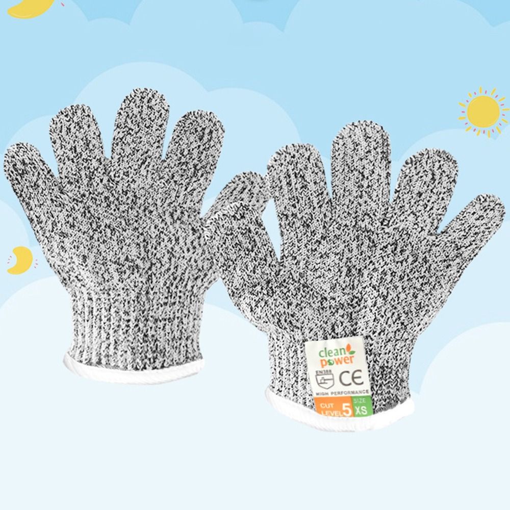 Grijze anti-snijhandschoenen voor kinderen HPPE Hendel 5-werkveiligheidshandschoenen Slijtvastheid Handbescherming Beschermende wanten Carving