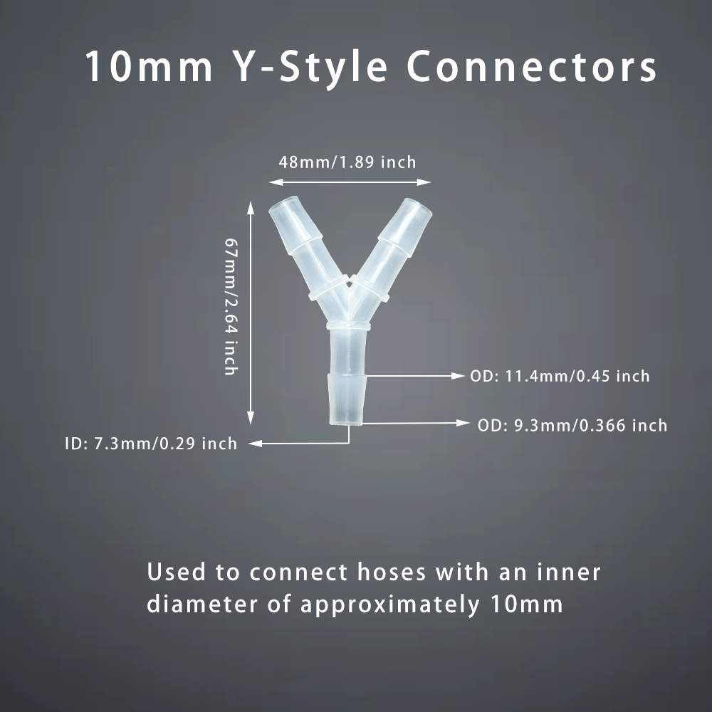 Conector en T para manguera, conector de lengüeta en forma de Y, divisor de flujo de aire y agua, junta de tubo de plástico para riego por goteo, acuarios y jardín, 5 uds.: Negro