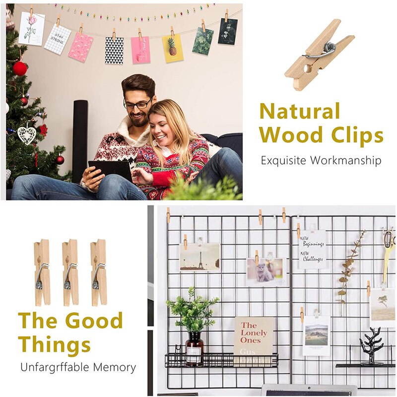 50/100PCS Pinces à Linge En Bois 2.5cm Mini Pinces Photo Papier Photo Pinces pour Accrocher Des Images Maison Pince À Linge Décoration