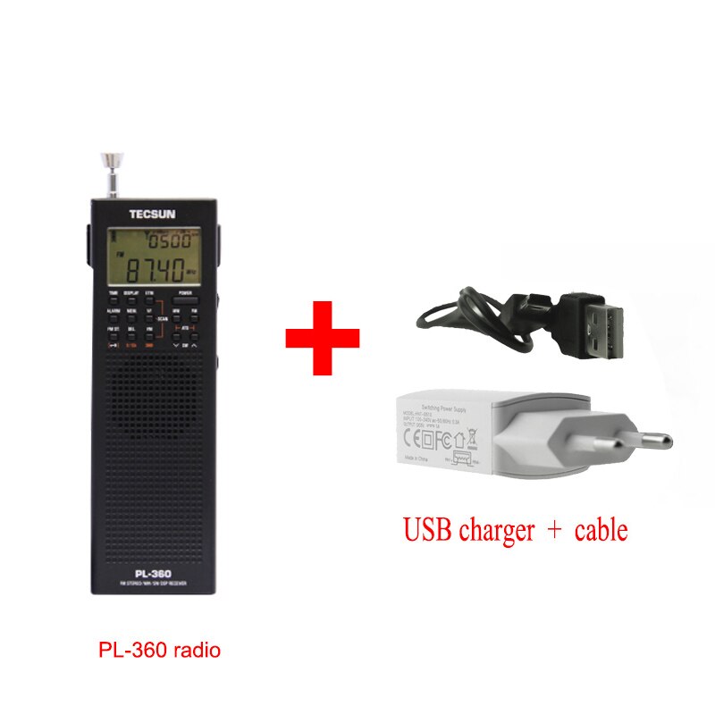 Tecsun – radio numérique FM/MW/SW pleine bande PL-360, démodulation numérique, stéréo de poche pour personnes âgées, chargeur à semi-conducteur de Campus: Black USB