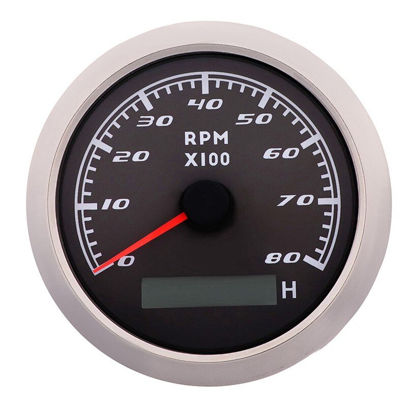 8000 RPM Tachometer Gauge With Red Backlight 8K RPM Digital Tacho Meter 85mm Stainless Steel 316 Bezel Gauge 12V 24V