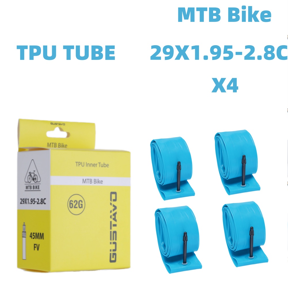 GUSTAVO TPU Ultraleichter MTB-Fahrradschlauch 26/27,5/29 x 1,95–2,8 C Französische Ventillänge 45 mm: Armee Grün
