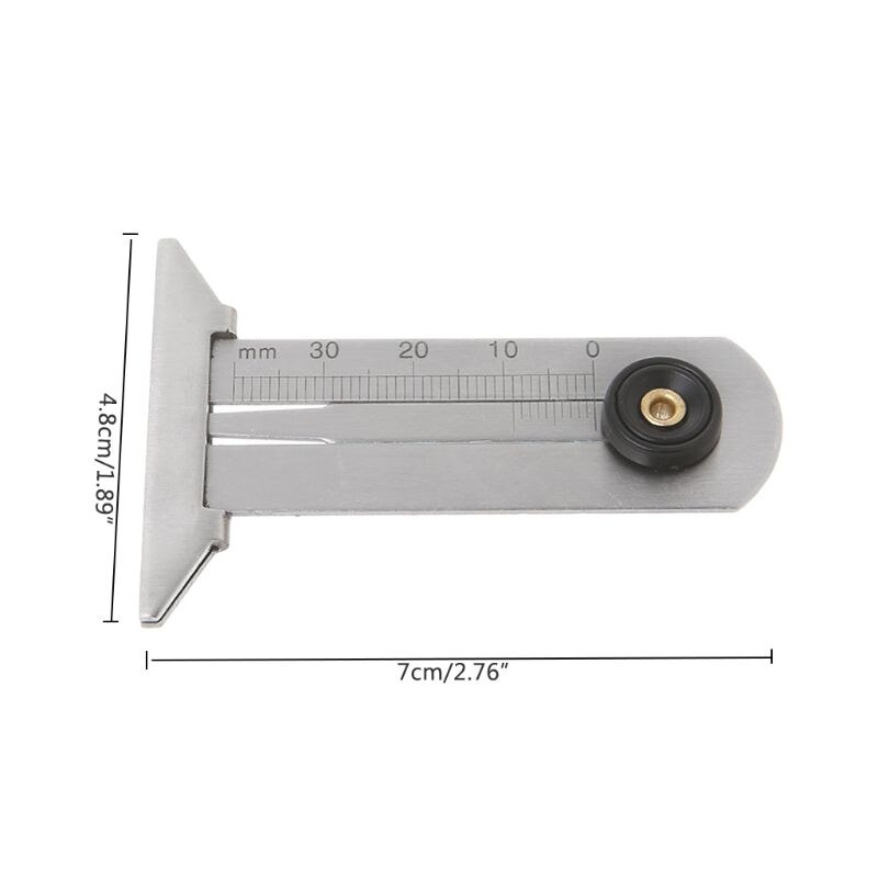 Stainless Steel Tyre Tread Depth Gauge 0-30mm Caliper Depth Measurement Tool