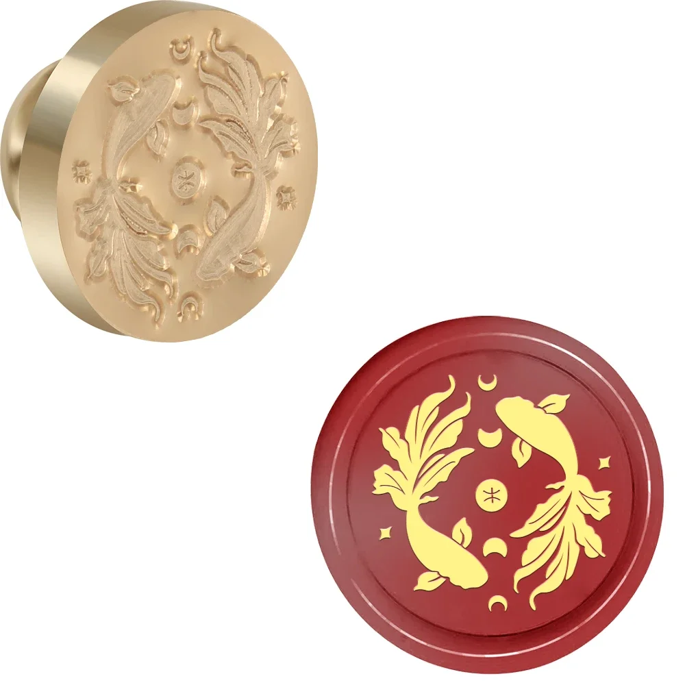 12 stjärntecken vaxstämplar runda avtagbara förseglade mässingsvaxstämpelhuvuden för att dekorera kuvert födelsedagskort anteckningsbok: Svart