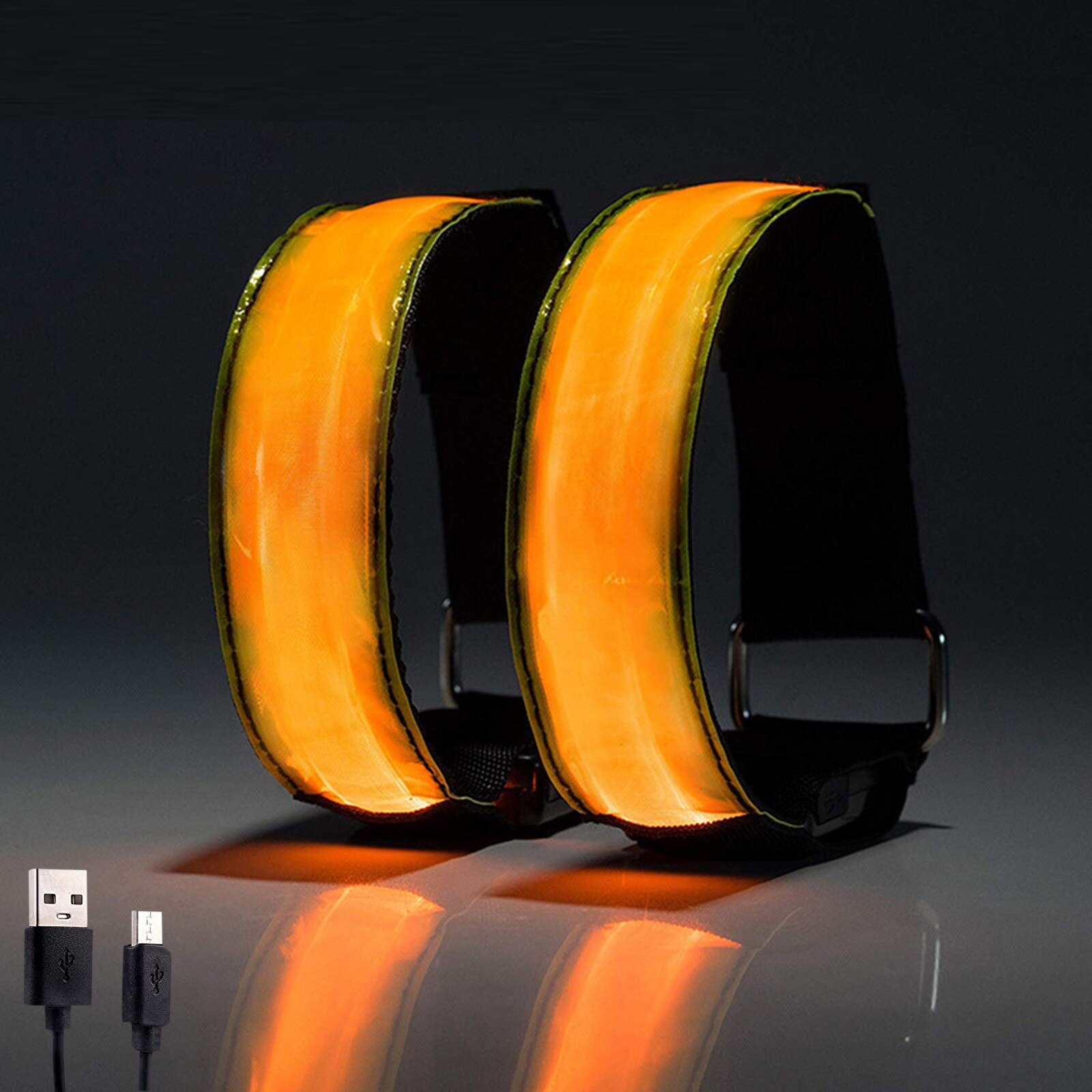Reflecterende Armband Lopers Wandelaars Running Light Oplaadbare Led Hand Strap 2Pc + 1Pc Usb Line Night Joggen Wandelen fietsen