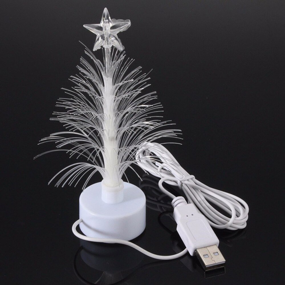 1 pc mini julgran usb-anslutning led fiberoptisk lampa nattlampa för sovrum hem: Default Title
