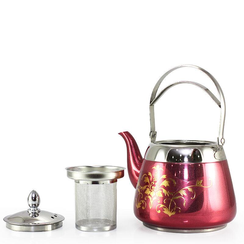 Med tefilter rustfrit stål vandkedel blomstermønster palads tekande tykkere bund kung fu tekedel kaffekande