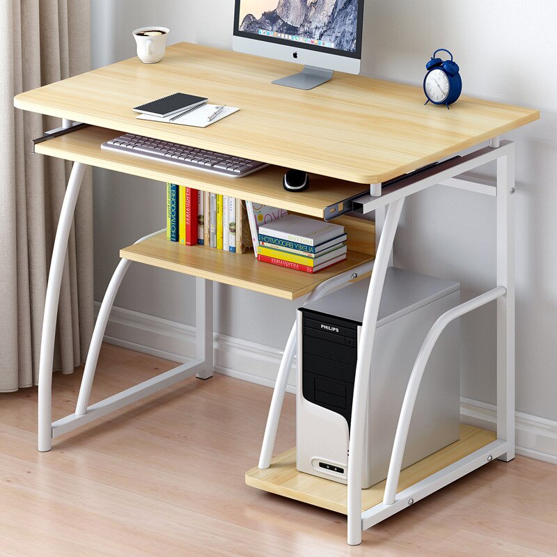 JOYOLOVE Modern Computer Desk Workstation Study Writing Table Home Office Furniture With Keyboard Bracket PC Metal 71cm