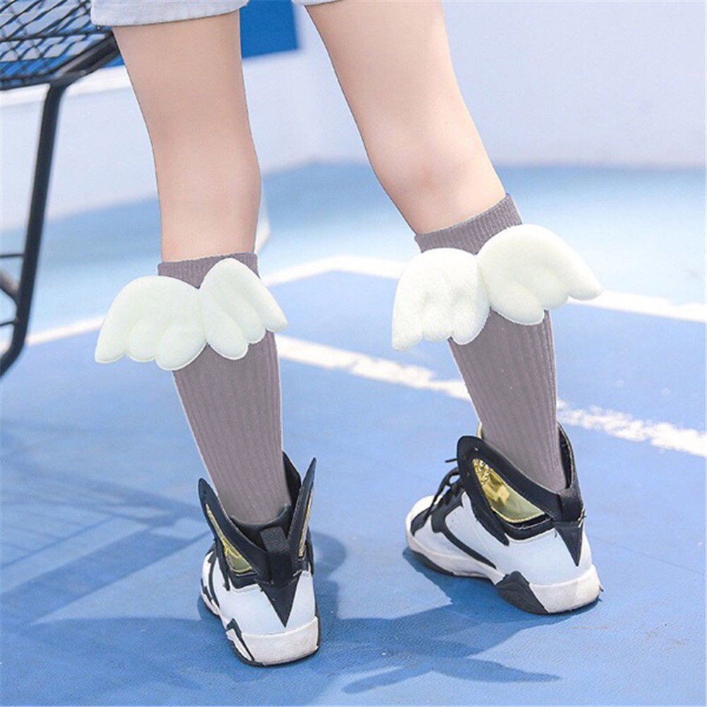 For Age 0-4Y Baby Kids Socks Toddlers Girls Knee High Angle Wing Socks Leg Warmer Baby Clothing