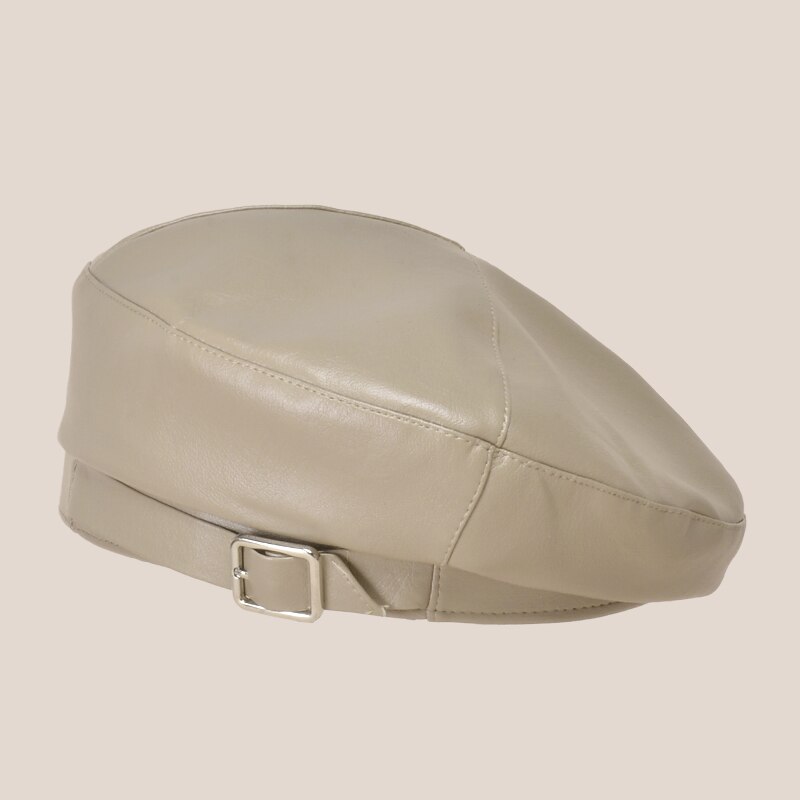 Patent Leather Beret hat Women French Artist Hat Ladies Autumn winter Female Bonnet Beanies Gorras Harajuku: Khaki