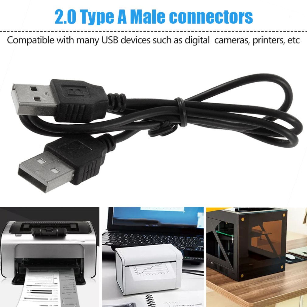 2 Pcs Zwart Usb 2.0 Male Naar Male M/M Extension Connector Adapter Kabel Cord Wire