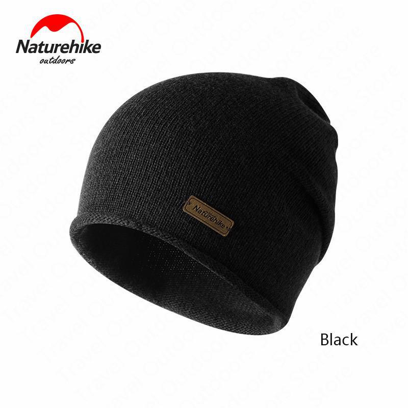 Naturehike-gorro de punto de lana para exteriores, gorro cálido para senderismo, Unisex, para correr, senderismo, deporte de escalada: Black