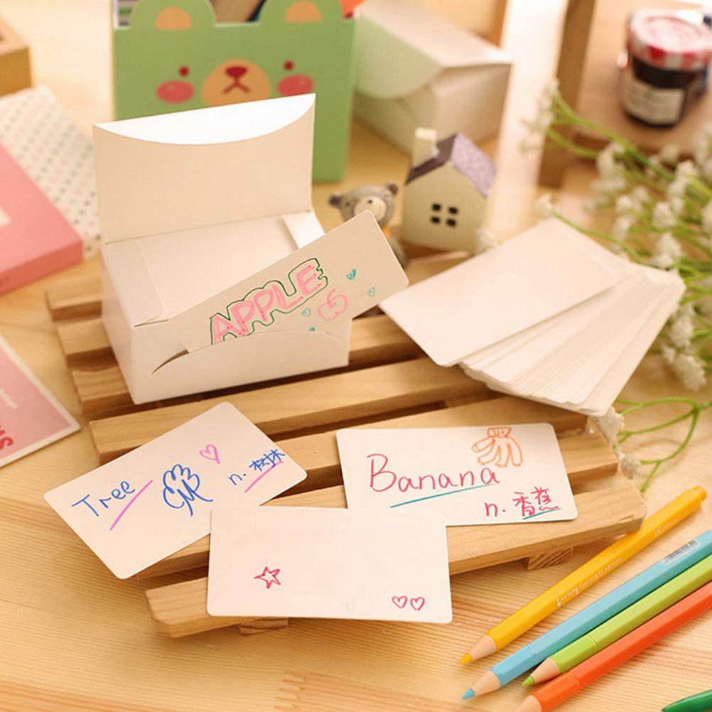 50 Pieces 350 Gram Blank Kraft Paper White Cardstock Paper Business Card Craft Cardboard Word Card DIY Card Stationery