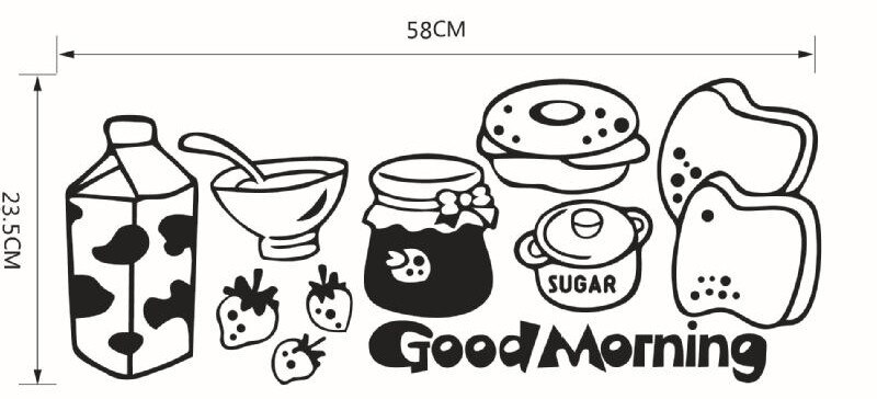 1pc wallsticker til køkken vinyl mælkebrød køleskab vægmaleri sort hvid stickericker home art decor frige sti