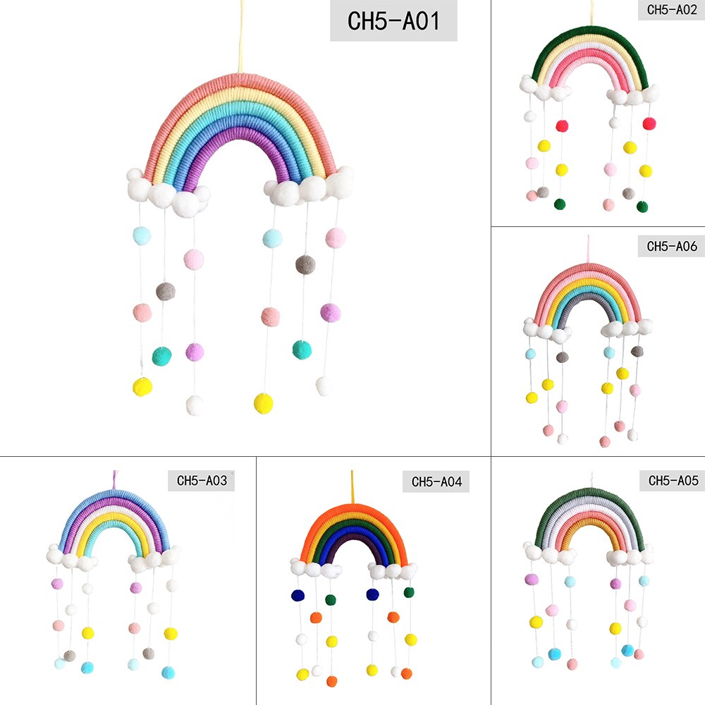 ins stylowe dekoracje robić pokoju ręcznie tkane liny bawełniane tęcza dekoracje wiszące ozdoba robić powieszenia na ścianie dekoracje wiszące z filcu piłka rekwizyty fotograficzne