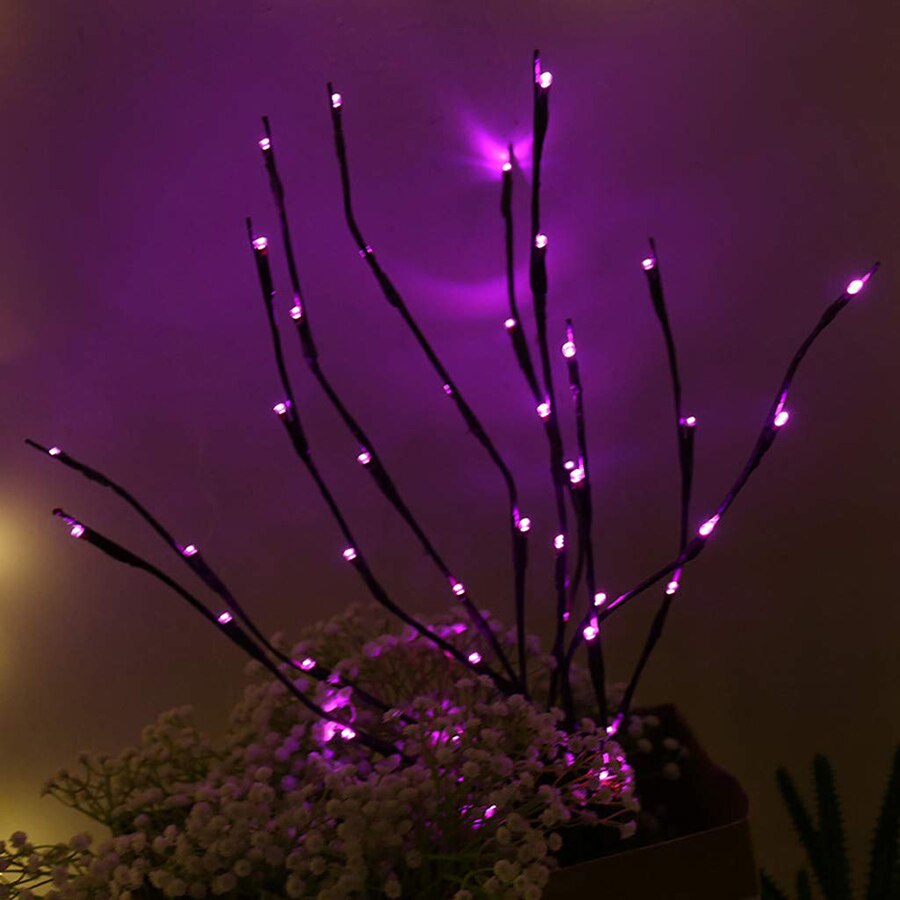 20 Bulbs LED Willow Branch Lights Lamp Natural Tall Vase Filler Willow Twig Lighted Branch Christmas Wedding Decorative Lights: PurpleD001