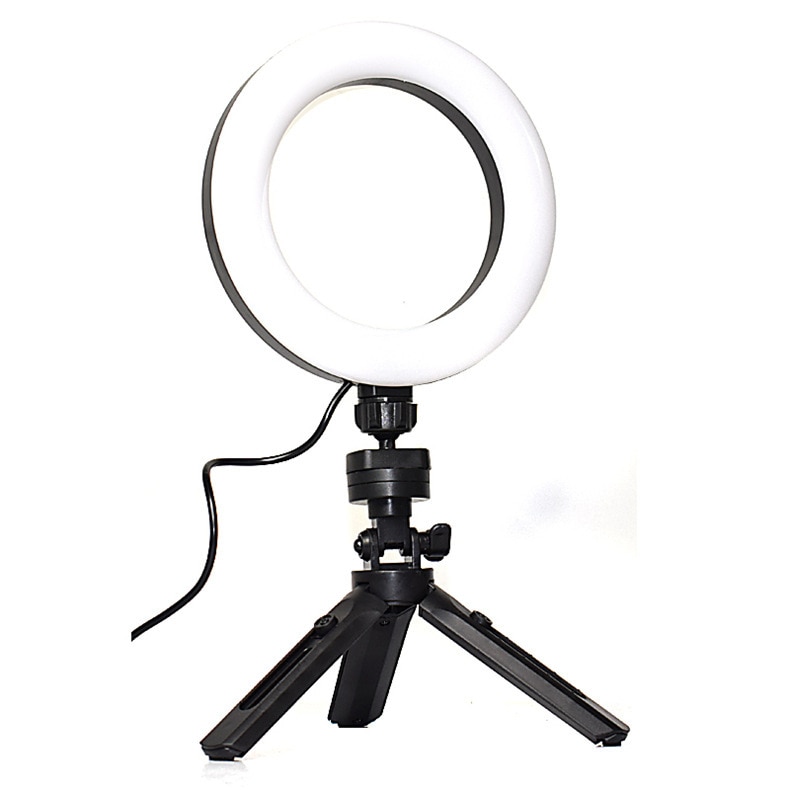 Mini trípode con soporte para Selfie, lámpara LED de escritorio regulable, anillo de luz para vídeo, estudio de fotografía