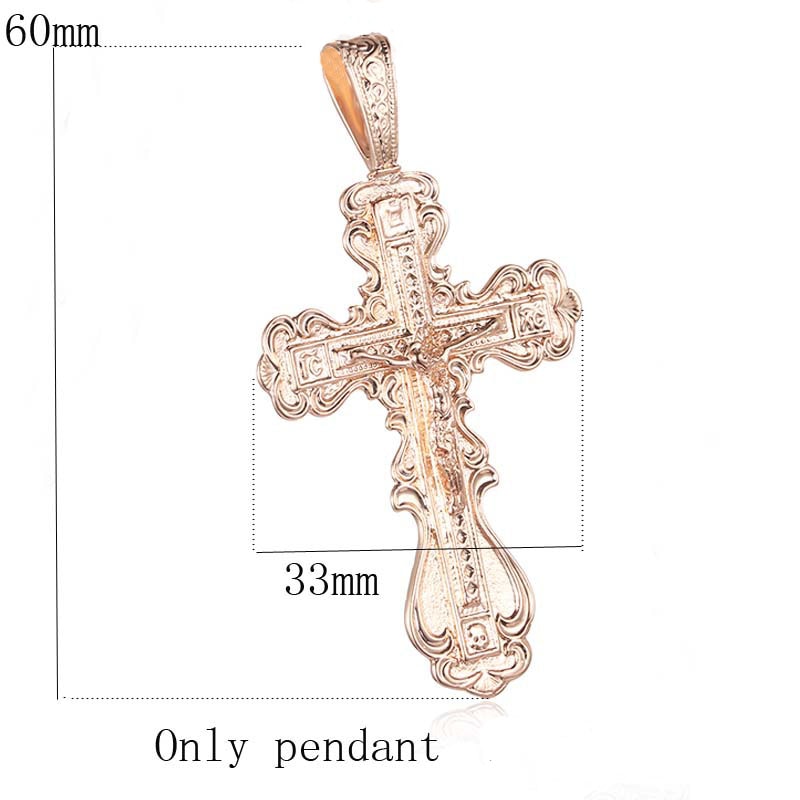 FJ 9 Style Jewelry Women Mens 585 Gold Color Crucifix Pendant Orthodox Cross Jewelry