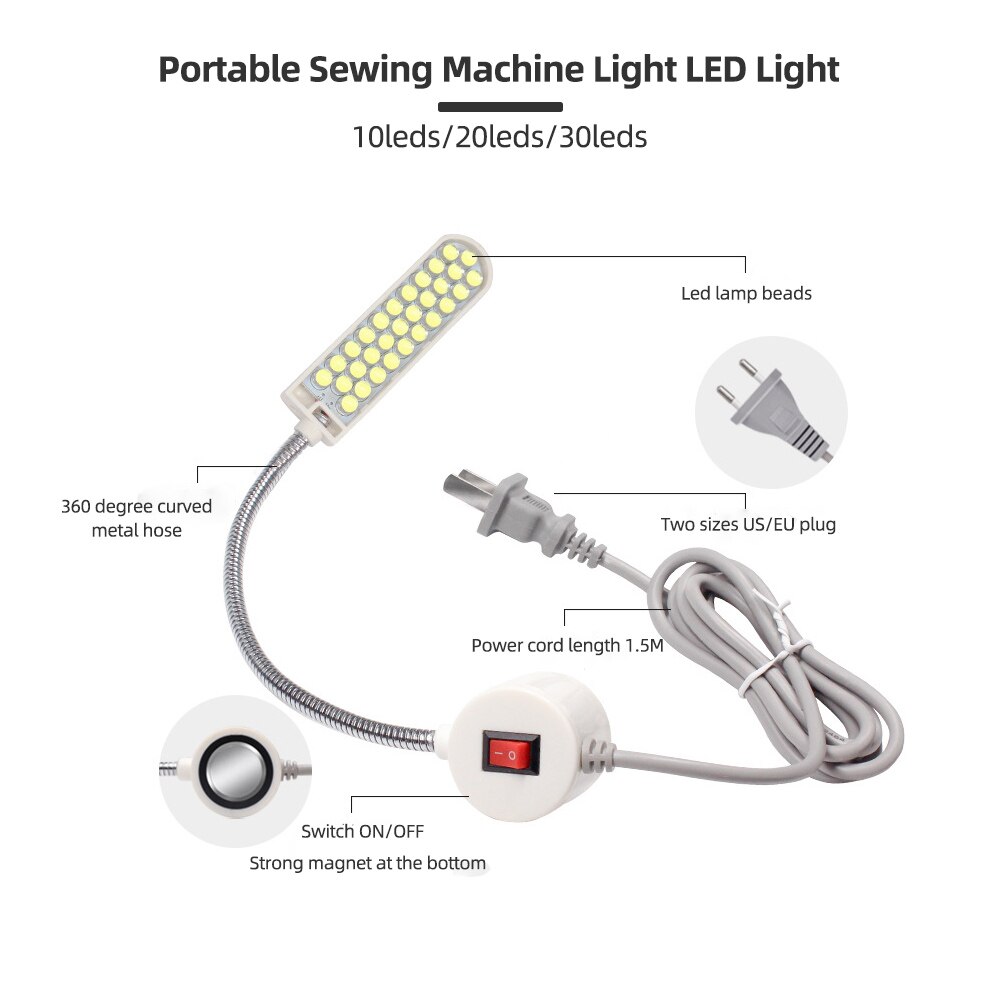 110V 220V 10 20 30 Led Naaimachine Light Flexibele Workshop Lamp Voor Werkbank Draaibank Boor Persmachine verlichting Industriële